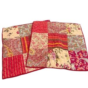 Pottery Barn Georgia patchwork quilt pillow euro shams red pair set square READ